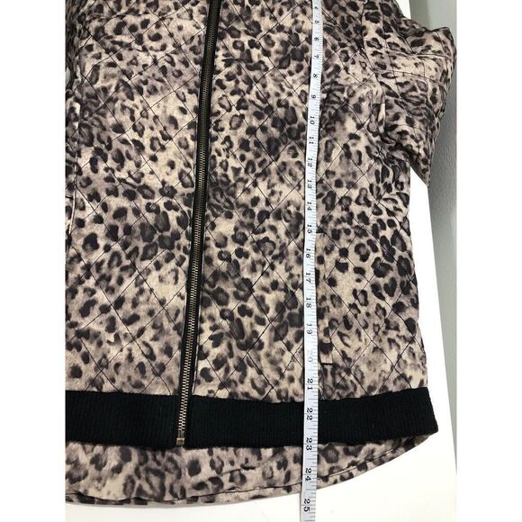 St Tropez Cheetah Leopard Bomber Jacket Quilted High Low Zip Casual - Picture 8 of 8